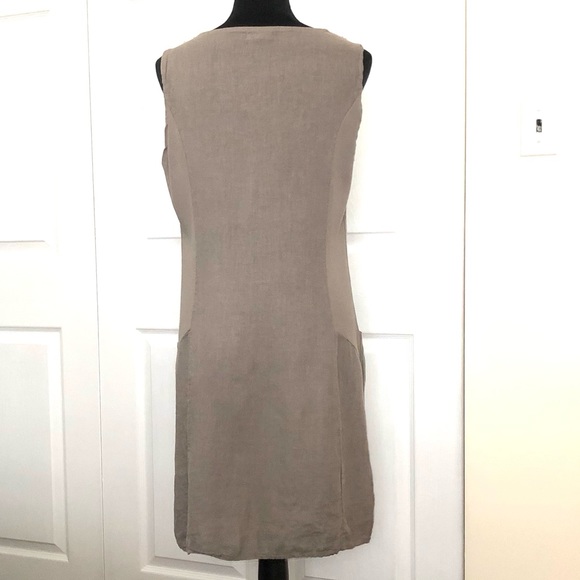 Lina Tomei Linen Beaded Neck Italian Dress sz L - Picture 8 of 11